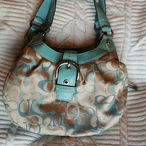 Authentic COACH Signature Turquoise Handbag